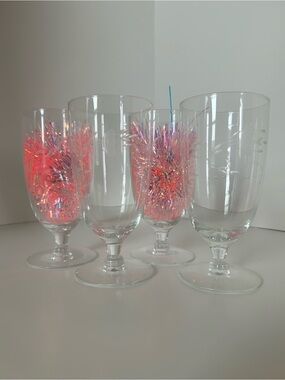 Princess House Heritage design. Etched Clear Glass Goblets set of 4
